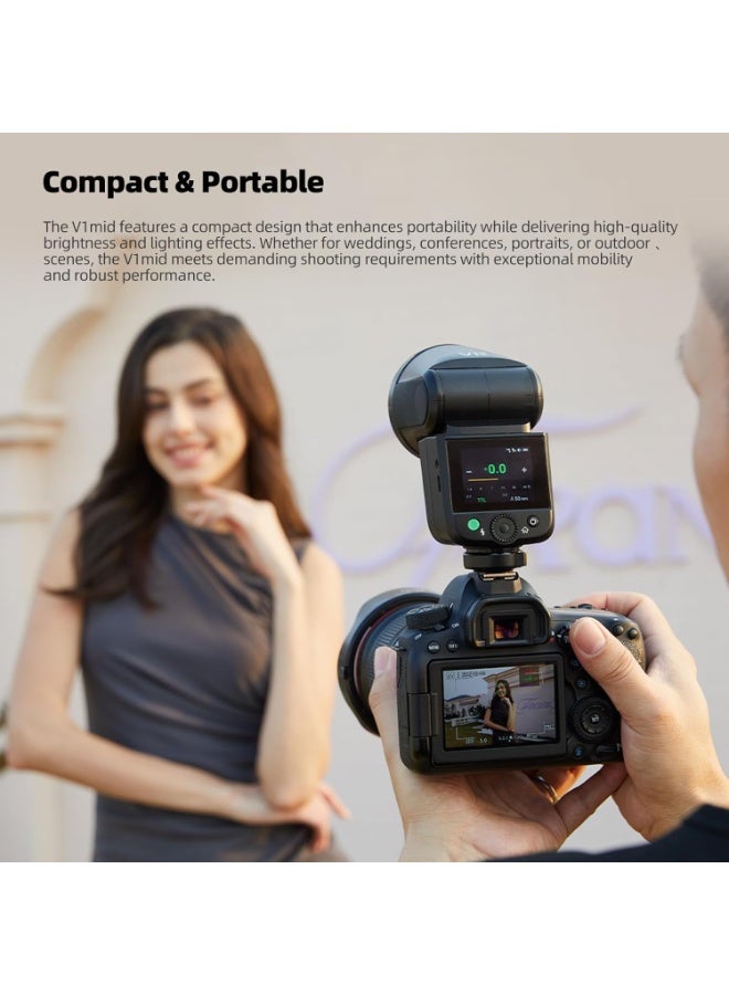 Godox V1C TTL On-Camera Flash For Canon – Round Head Speedlite With 1/8000s HSS, Rechargeable Li-Ion Battery, Magnetic Light Modifiers And 2.4G Wireless X System - Image 2